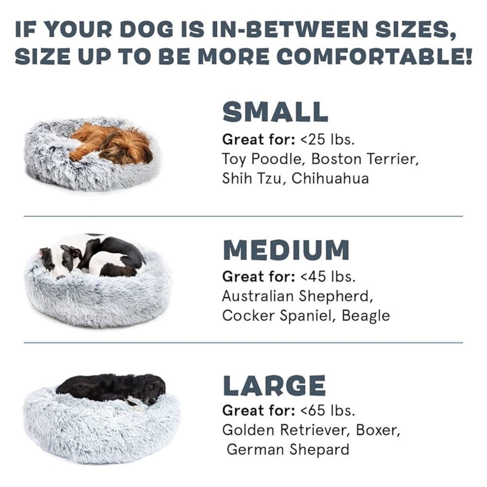 NEW BARK BOX Silver Grey Gray Fuzzy Donut Dog Pet Plush Cozy Circular Bed Pillow - Picture 5 of 8